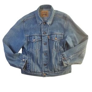 Vintage Levis Orange Tab Denim Trucker Jacket Mens Size Medium Wash Blue